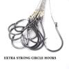 10pcs Extra Strong Offset Circle Hooks Saltwater,Fishing Hook Rig,Sport Fishing Hooks with Leader Black Nickel Coated High Carbon Steel Octopus Fishing Hooks-Size 1#-10/0# (Hooks with Leader, 5/0#) view 4