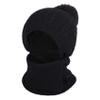 3 in 1 Knit Beanie Neck Gaiter Mask Set Women Winter Thermal Fleece Liner Skull Cap Neckerchief Mufflers Face Bandana Windproof Cycling Camping Ski Full Hood Cap Balaclava Headwear Black view 3