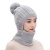 3 in 1 Knit Beanie Neck Gaiter Mouth Wrap Women Winter Thermal Fleece Liner Skull Cap Neckerchief Mufflers Face Bandana Windproof Cycling Camping Ski Full Hood Cap Balaclava Headwear Gray view 1