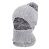 3 in 1 Knit Beanie Neck Gaiter Mouth Wrap Women Winter Thermal Fleece Liner Skull Cap Neckerchief Mufflers Face Bandana Windproof Cycling Camping Ski Full Hood Cap Balaclava Headwear Gray view 3