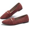 Obtaom Women's Pointy Toe Loafer Flat Comfortable Faux Suede Work Shoes,Cute Penny Loafer Slip On Ballet Flat(Jujube US8) view 1