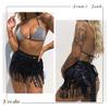 DRESBE Sequin Fringe Skirt Sparkly Tassel Belts Belly Dance Wrap Skirts Party Costume for Women (Black) view 3