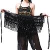 DRESBE Sequin Fringe Skirt Sparkly Tassel Belts Belly Dance Wrap Skirts Party Costume for Women (Black) view 4