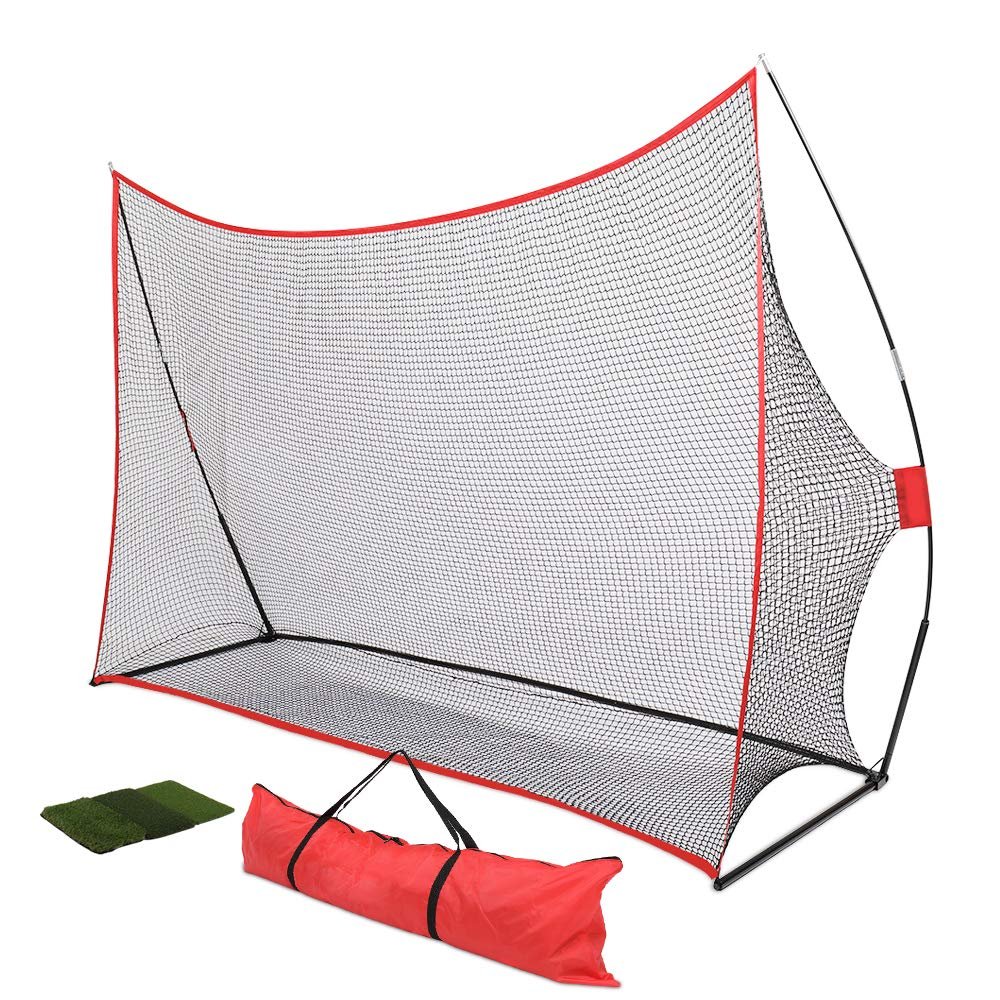 Golf Training Aids with Golf Mat, 2020 Upgraded Golf Practice Net More Durable(10'*7')