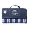DISCOUNT PROMOS 12 Brookhaven Roll Up Picnic Blankets Set - Customizable Text, Logo - Fleece, Woven Handle - Navy Blue view 1