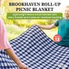 DISCOUNT PROMOS 12 Brookhaven Roll Up Picnic Blankets Set - Customizable Text, Logo - Fleece, Woven Handle - Navy Blue view 4