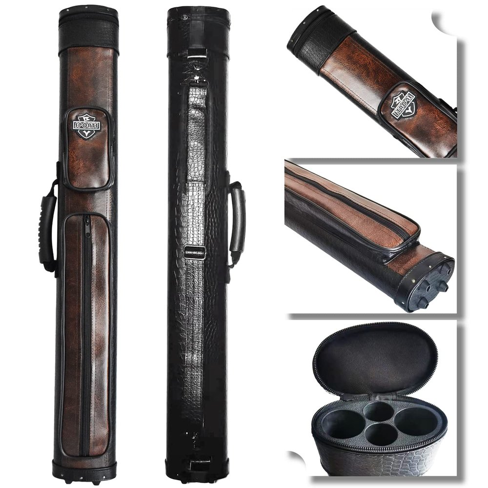 BY SPORTS 2x2 Hard cue case Oval Pool Cue Billiard Stick Carrying Case