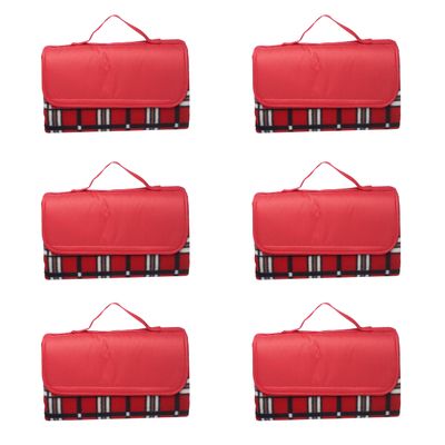 DISCOUNT PROMOS Brookhaven Roll Up Picnic Blankets Set of 6, Bulk Pack - Great Outdoor Blanket for Camping, Picnic, Beach, Sports, Outdoor Activities - Red