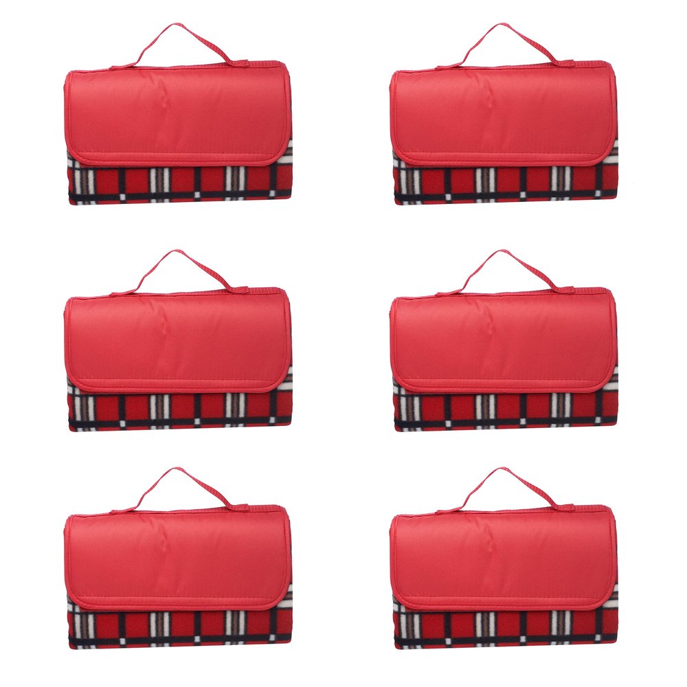 DISCOUNT PROMOS Brookhaven Roll Up Picnic Blankets Set of 6, Bulk Pack - Great Outdoor Blanket for Camping, Picnic, Beach, Sports, Outdoor Activities - Red