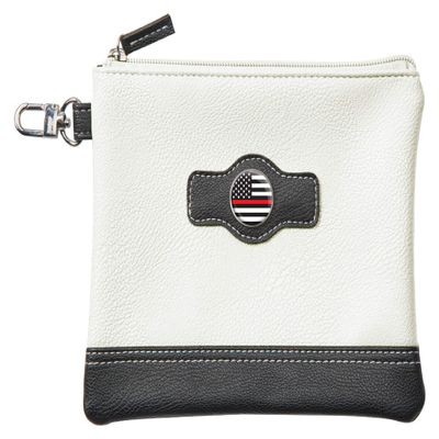 Clip Wipes Fire Department Golf Pouch | Fire Golf Valuables Pouch | Firefighters Accessories Pouch with Zipper (White-Flag)