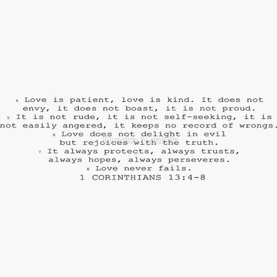 1 Corinthians 13:4-8 Sticker - Sticker Graphic - Auto, Wall, Laptop, Cell, Truck Sticker for Windows, Cars, Trucks