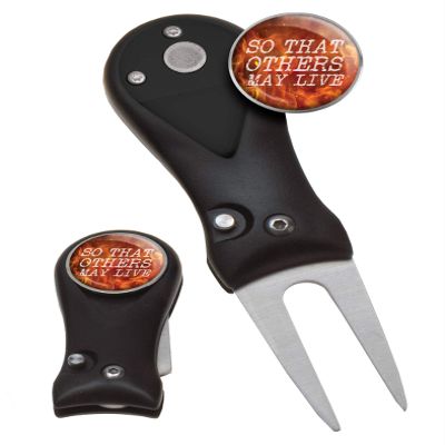 Clip Wipes Fire Department Divot Tool and Ball Marker | Switchblade Style | & Firefighters Ball Markers (Black-Others-1)
