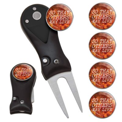 Clip Wipes Fire Department Divot Tool and Ball Marker | Switchblade Style | & Firefighters Ball Markers (Black-Others-5)