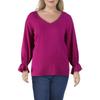 bar III Womens Plus Ruffled V-Neck Blouse Purple 3X view 1