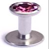 16g 18g 16 18 Gauge 316L Stainless Steel Lip Labret Stud Ring Monroe 3mm Pink CZ Crystal Internally Internal Threaded Body Piercing Jewelry 1/4 5/16 3/8 7/16 1/2 (18g-1/4" Long-3mm Crystal) view 1