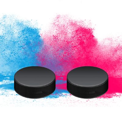Hockey Puck Gender Reveal Party - Exploding Pink and Blue Ice Hockey Pucks Boy or Girl Gender Reveal Party Supplies (2 Pack)
