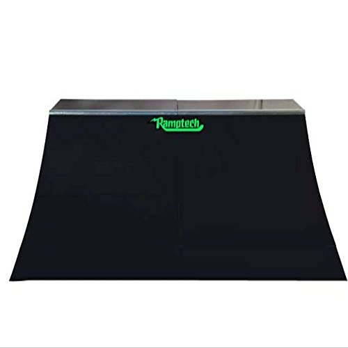 Ramptech Quarterpipe Ramp (2' Tall x 8' Wide) - Weatherproof, Heavy-Duty Indoor and Outdoor DIY Skateboard Ramp Kit - Portable Skateboarding Ramps with Caster Wheels and High Friction ABS Surfacing
