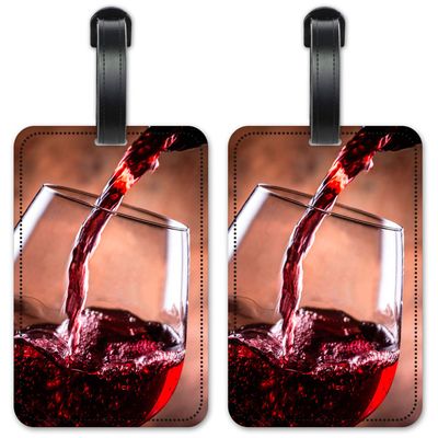 Pouring Red Wine Image - Luggage ID Tags - Suitcase Identification Cards - Set of 2