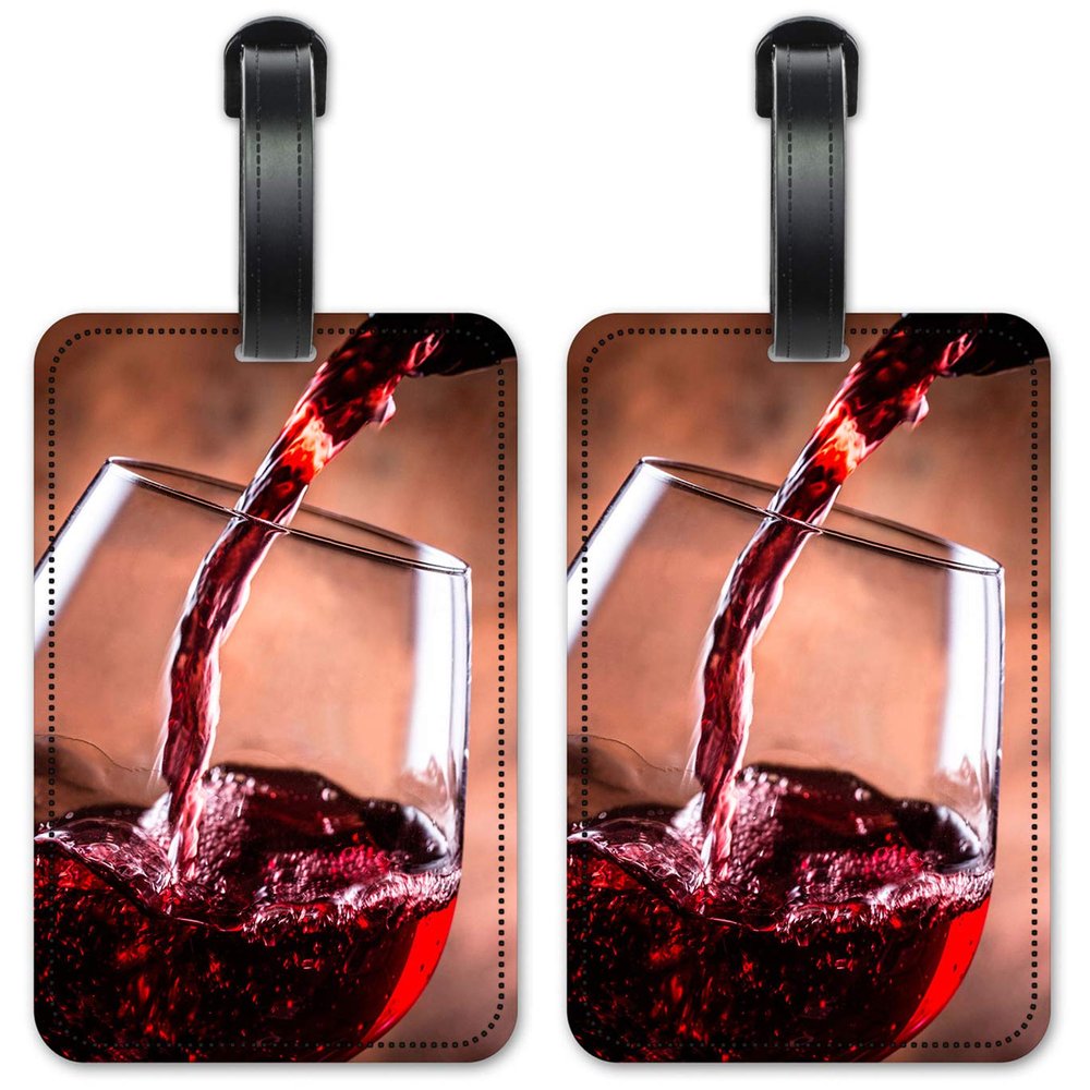 Pouring Red Wine Image - Luggage ID Tags - Suitcase Identification Cards - Set of 2