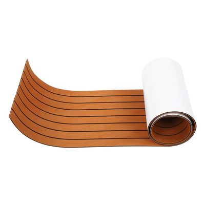 Boat Flooring Mat, Non-Slip Brown Marine Yacht Decking Pad EVA Foam Boat Flooring Mat Adhesive Boat Accessories 240x45x0.6cm