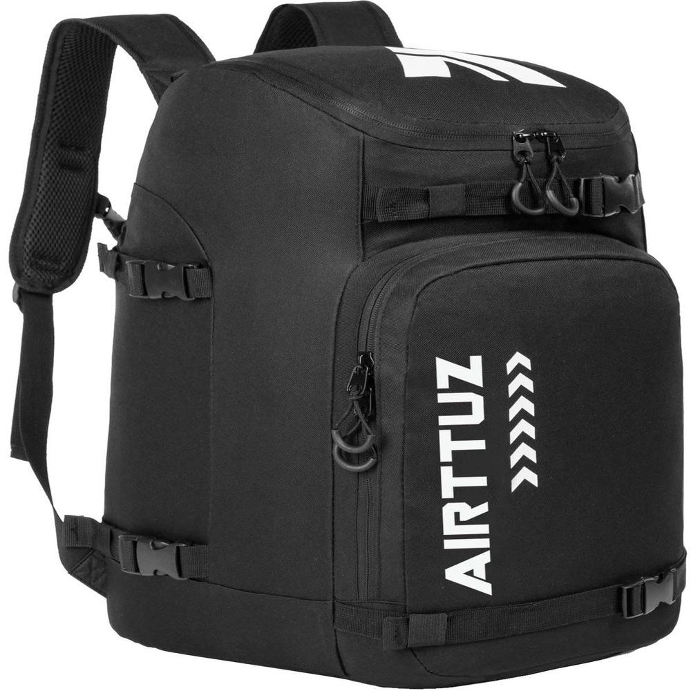 AIRTTUZ Ski Boot Bag - Ski and Snowboard Boots BackpackExcellent for Travel with Waterproof Exterior & Bottom - for Men, Women and Youth. (BLACK)