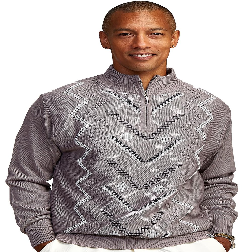 Stacy Adams Men's Sweater, Multi Square Houndstooth Pattern (Medium, GREY2)