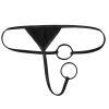 easyforever Mens Low Rise Double O-Ring Holes T-Back Thongs Lingerie Bikini G-string Briefs Underwear Black One Size view 2