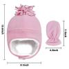 Kids Hat and Gloves Set Lined Beanie Hat with Earflaps Mitten Cold Weather Set for Boys and Girls Winter Fleece Lined Beanie Gloves Christmas New Year Warm Gift Pink view 4