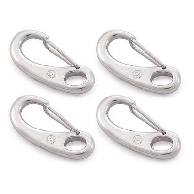 SHONAN 2.75 Inch Marine Carabiner Clips, 4 Pack Stainless Steel 316 Clips Boat Fender Hooks, Snap Hooks for Bucket, Camping, and Hiking 160 Lbs