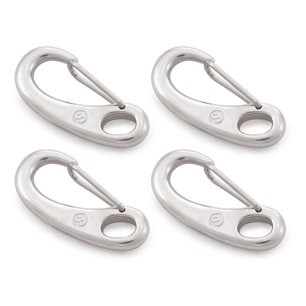 SHONAN 2.75 Inch Marine Carabiner Clips, 4 Pack Stainless Steel 316 Clips Boat Fender Hooks, Snap Hooks for Bucket, Camping, and Hiking 160 Lbs