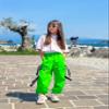 Rolanko Girls Jogger Cargo Pants with Pocket Bright Street Hip Hop Dance Trousers for Kids Hiking Clothing (Green, 12-14) view 3