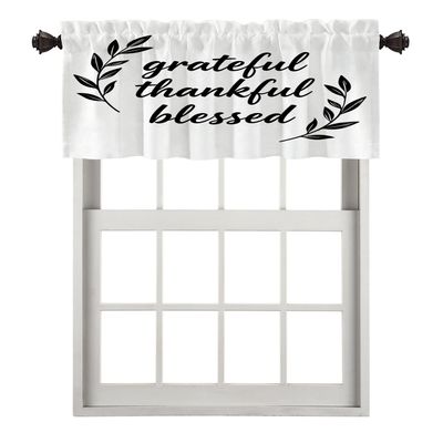 BaoNews Inspirational Quote Love Kitchen Valances Half Window Curtain, Inspirational Thanksful Quote Message Blackout Decoration Valances Curtains Drapes for Kitchen Bedroom, 52 X 18 Inch