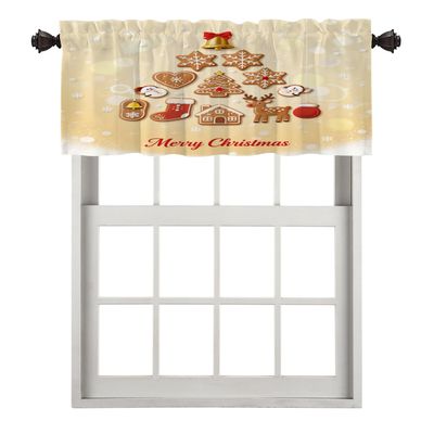 BaoNews Christmas Tree Kitchen Valances Half Window Curtain, Christmas Gingerbread Holiday Greetings Blackout Decoration Small Window Valances Curtains Drapes for Kitchen Bedroom, 52 X 18 Inch