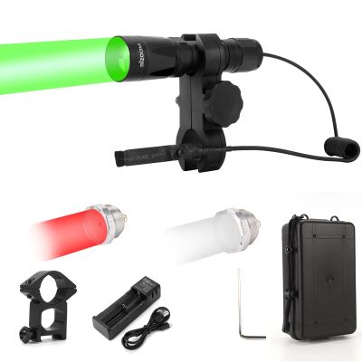 BIZOOM Upgraded KL75 Hunting Light Kit with Green Red White Interchangeable LED Modules, Zoomable Predator Light with Pressure Switch for Hog Coyote Varmint