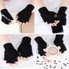 SATINIOR 3 Pairs Half Finger Gloves Winter Fingerless Knit Gloves for Typing in Cold Office(Black, Light Gray, White) view 2