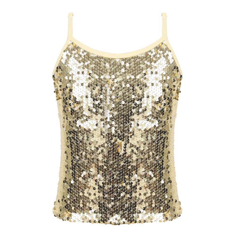 YOOJIA Kids Girls Shiny Metallic Shoulder Straps Tank Top Shirt Ballet Dance Camisole Active Gymnastic Sportwear Gold001 6
