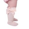 Kayotuas Baby Girls Knee High Socks with Bows Long Tube Ruffled Uniform Stockings Infant Toddler Ribbed Knit Socks (2-Pack Beige+Grey, 1-3T) view 4