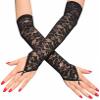 BOGZON Fingerless Lace Gloves for Women, Elbow Length Long Gloves, Cosplay 20s Accessories, Black, One Size view 1