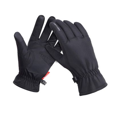 Winter Cycling Gloves Bicycle Gloves Full Finger Mountain Rubber Pad Touch Screen Mountain Bike Gloves (Color : Black)