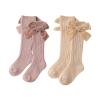 Kayotuas Baby Girls Knee High Socks with Bows Long Tube Ruffled Uniform Stockings Infant Toddler Ribbed Knit Socks (2-Pack Pink+Beige, 0-12 Months) view 1