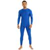 YOOJOO Mens One Piece Mock Neck Long Sleeve Solid Unitard Bodysuit Dancewear Sleepwear Base Layer Blue Large view 1