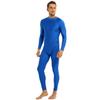 YOOJOO Mens One Piece Mock Neck Long Sleeve Solid Unitard Bodysuit Dancewear Sleepwear Base Layer Blue Large view 4