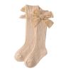 Kayotuas Baby Girls Knee High Socks with Bows Long Tube Ruffled Uniform Stockings Infant Toddler Ribbed Knit Socks (2-Pack Pink+Beige, 1-3T) view 4