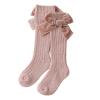 Kayotuas Baby Girls Knee High Socks with Bows Long Tube Ruffled Uniform Stockings Infant Toddler Ribbed Knit Socks (2-Pack Coffee+Pink, 1-3T) view 4