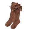 Kayotuas Baby Girls Knee High Socks with Bows Long Tube Ruffled Uniform Stockings Infant Toddler Ribbed Knit Socks (2-Pack Coffee+Grey, 1-3T) view 4