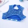 Agoky Kids Girls Ballet Athletic Tracksuits Outfits Sports Dance Crop Tops with Dancing Bottoms Shorts Gymnastics Dancing Blue Sparkly 9-10 view 4