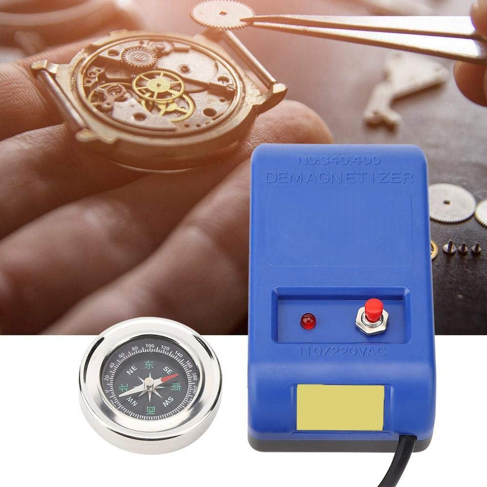 110V 220V Electrical Demagnetizer Tools, Blue Durable Practically Watch Degausser, Portable Demagnetize Watch Screws For Watch(U.S. Regulations)