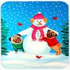 CoolCookware Snowman with Pug Glass Cutting Board - Large44; 15 x 12 in. view 1