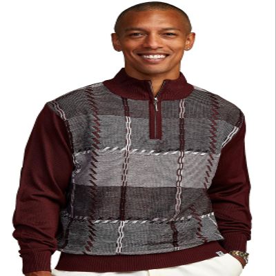Stacy Adams Men's Sweater, GEO Square Design (4XL, Bordeaux)