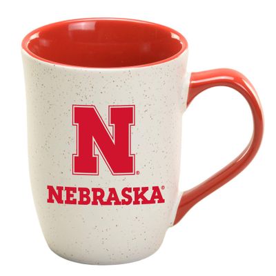 RFSJ Nebraska Cornhuskers Ceramic 16oz Granite Mug Official Team Logo Coffee Cup with Colored Interior and Handle Handwash Recommended Individually Boxed